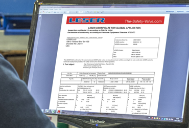 Certificates for safety valves from LESER