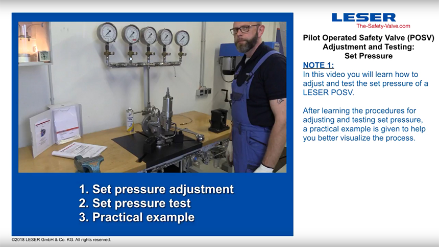POSV Adjustments and Tests set pressure