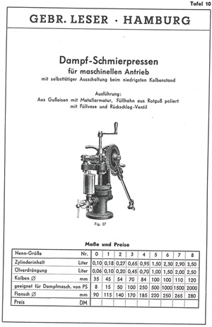 Steam Lubricating Presses Steam Lubricating Presses
